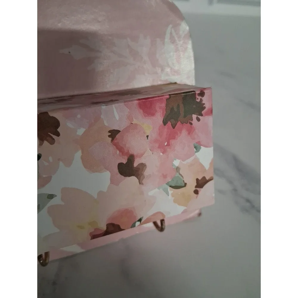 Floral Jewelry Holder/Organizer Wall Mounted 17-3/4 x 1-1/2 inches w/ 9 Hooks